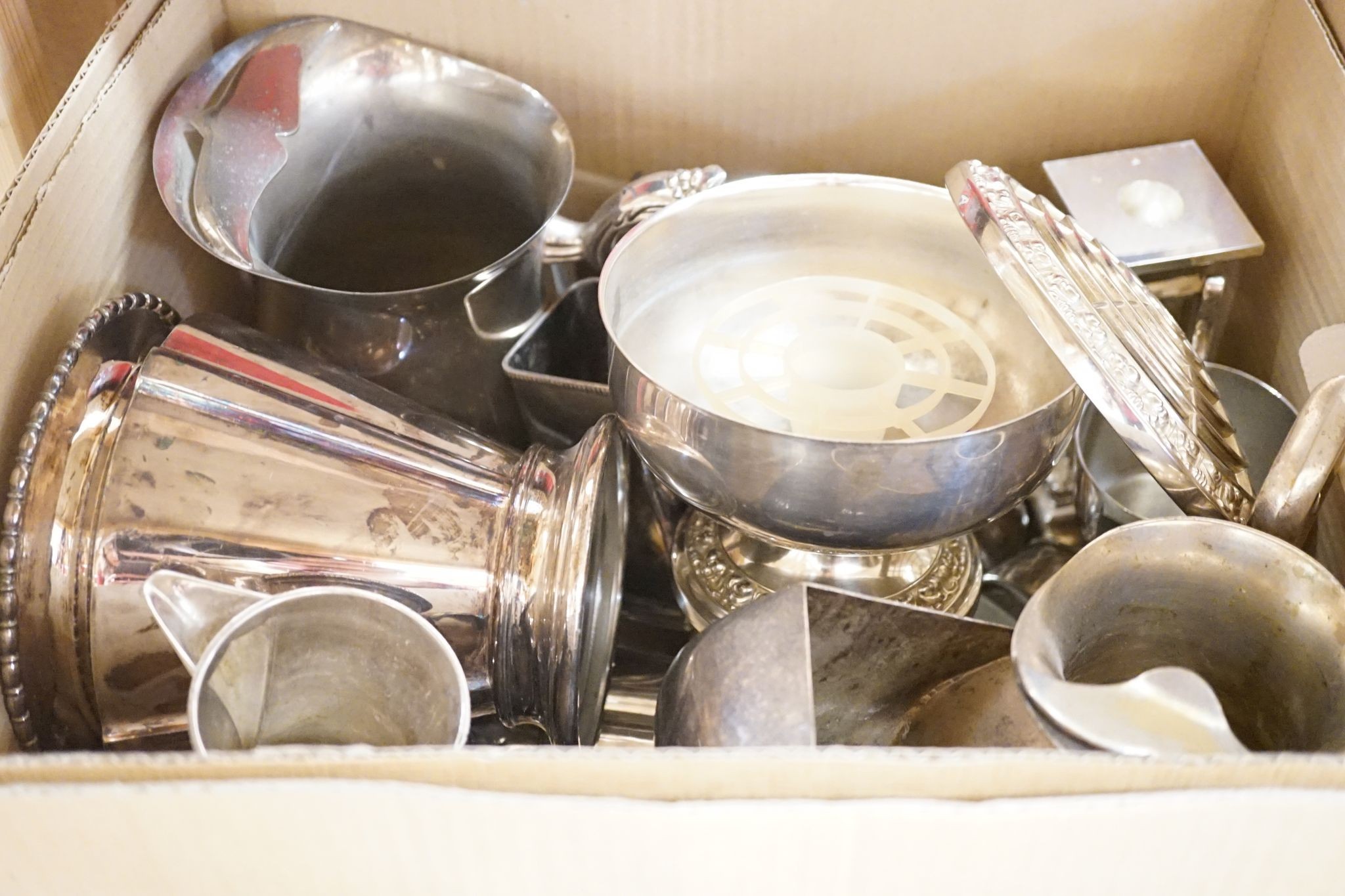 A large quantity of silver plated ware